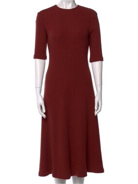 STAUD Wine Red Textured Midi Dress